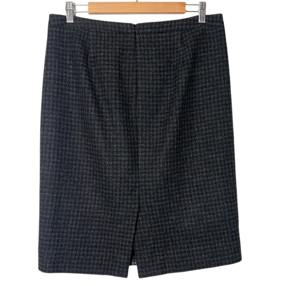 J. Crew Colorblock pencil skirt in houndstooth wool blend women's 8 Black & Gray
